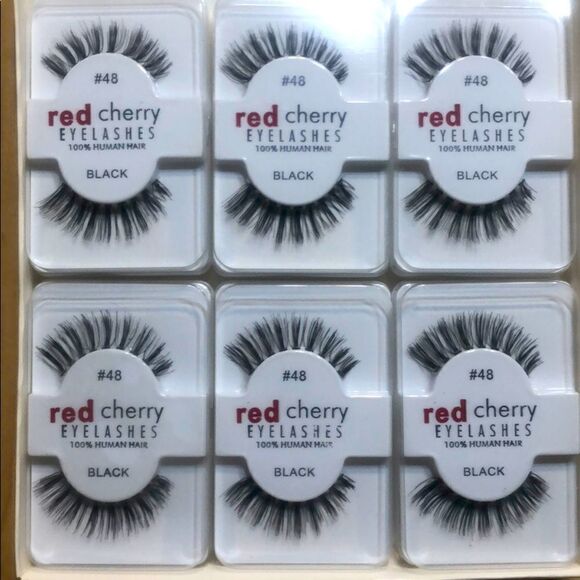Box of 12 Lashes 100% Human Hair red Cherry #48 - Picture 1 of 4